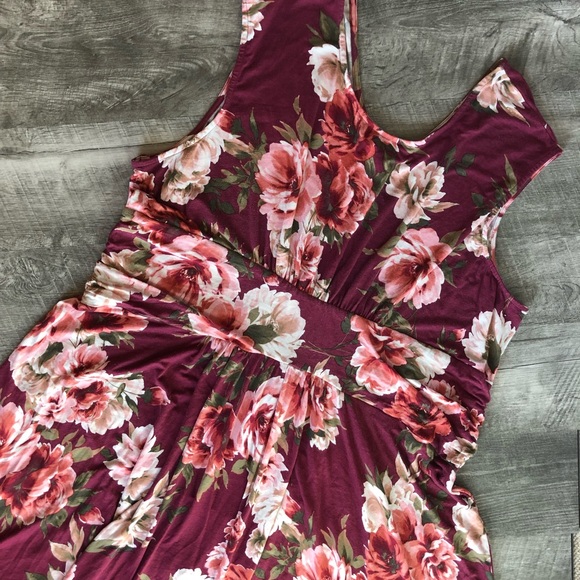 Cameo Appearance Burgundy Floral Knit Dress, size 3X - Picture 5 of 8